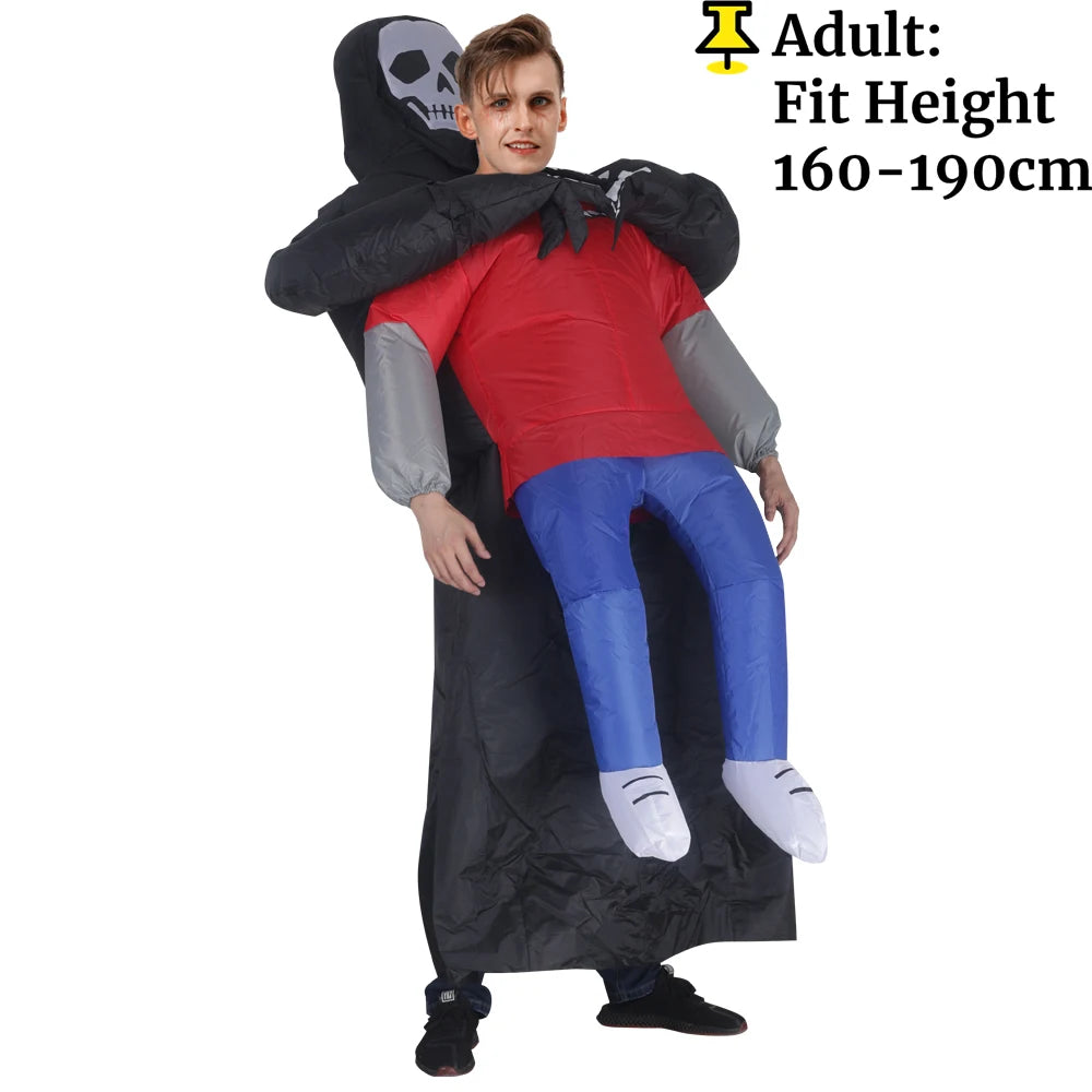 Inflatable Grim Reaper Abduction Costume | Funny "Carried By" Adult Blow-Up Halloween Suit