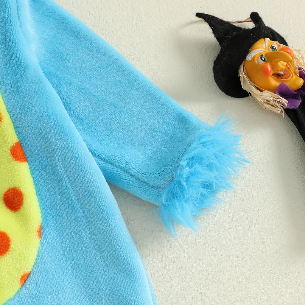Monstrously Cute! Cozy Pink & Blue Monster Costume Romper - Infant Halloween Costume