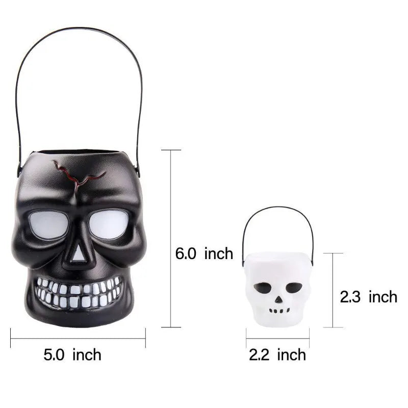 Halloween Skull Candy Bucket | Classic Trick-or-Treat Pail & Party Favor Holder
