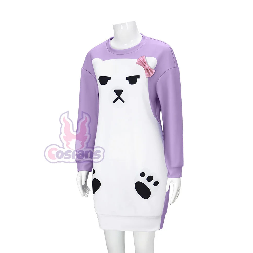 K Pop Demon Hunter of Mira Cosplay Purple Sleepdress & Headwear | White Bear Pajama | Girls Halloween Party Outfits