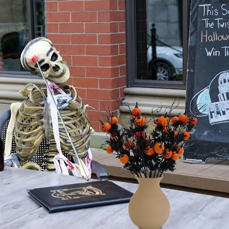 Spooky Pumpkin & Jack o' Lantern Branches (5-Pack) | Cute Halloween Tabletop Decor Stems