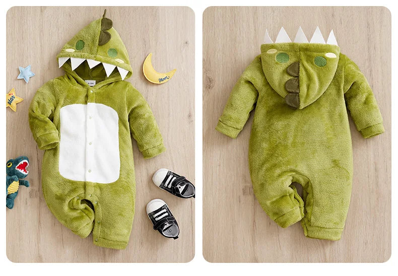 Baby's First Roar! Cozy Dinosaur Romper Costume - Infant Halloween Costume