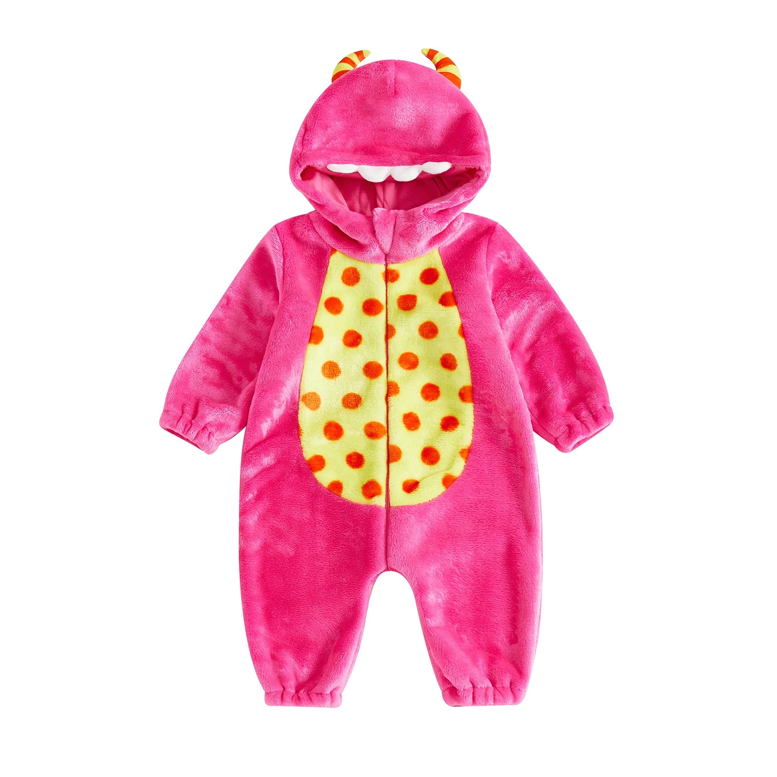 Monstrously Cute! Cozy Pink & Blue Monster Costume Romper - Infant Halloween Costume