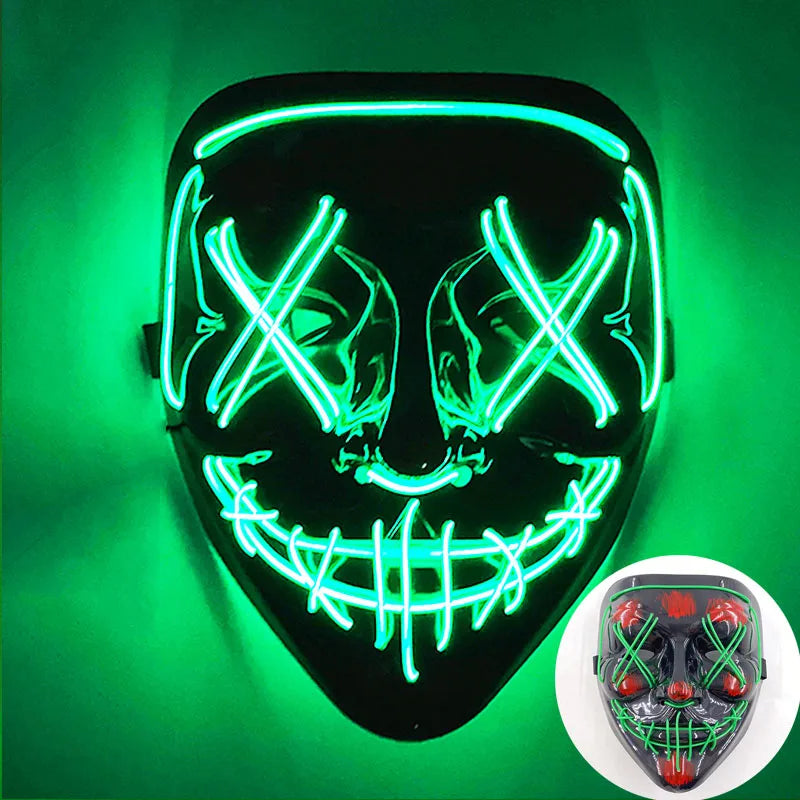 Glow in the Dark Guard Mask (4-Mode) | Triangle, Square, or Circle EL Wire Cosplay Mask