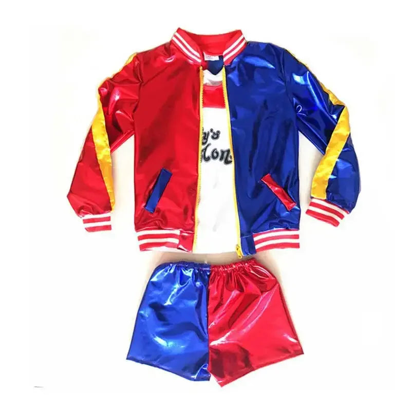 Girls Harley Villain Quinn Costume Components | Jacket, Shorts, Shirt & Accessories (Items Sold Separately) | Costume Halloween Enfant Fille