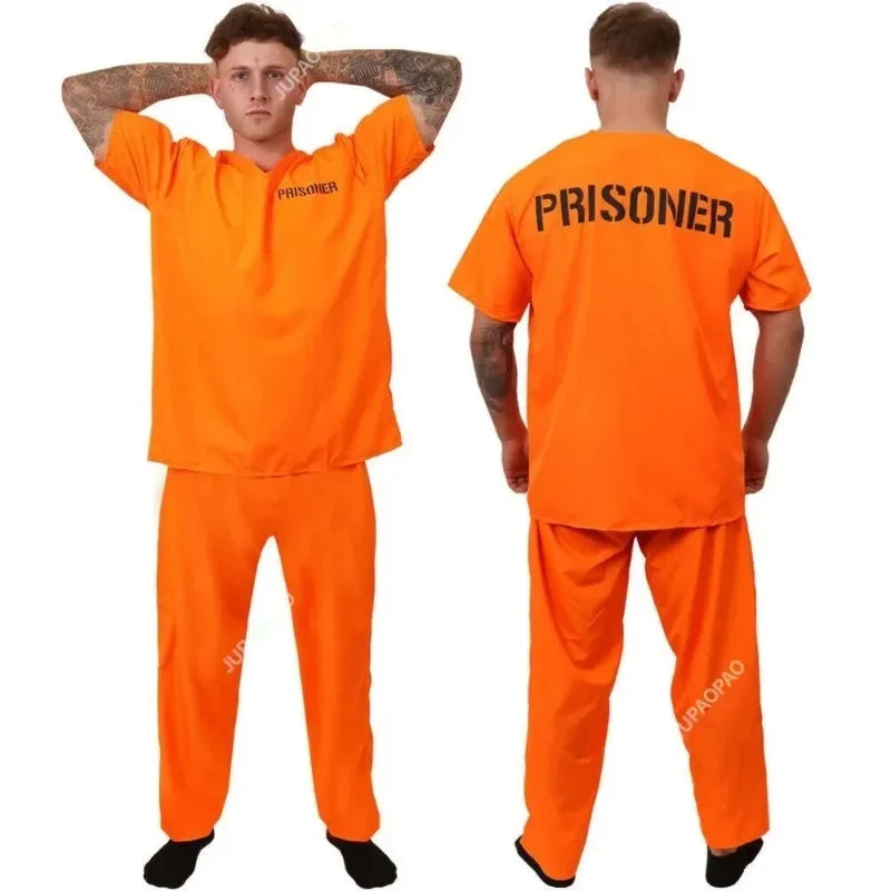 Costume Orange Prisoner Jumpsuit Jailbird Outfit for Halloween