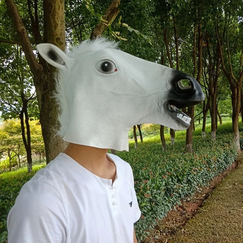Classic Horse Head Mask | Funny Full Head Vinyl Meme Costume (Adult)