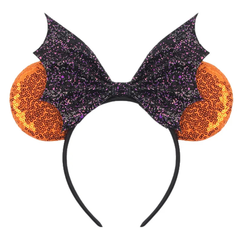Halloween Mouse Ears Headband | Spooky Theme Park Style Assortment (Bat, Witch, Pumpkin) | Cute Halloween Accessories