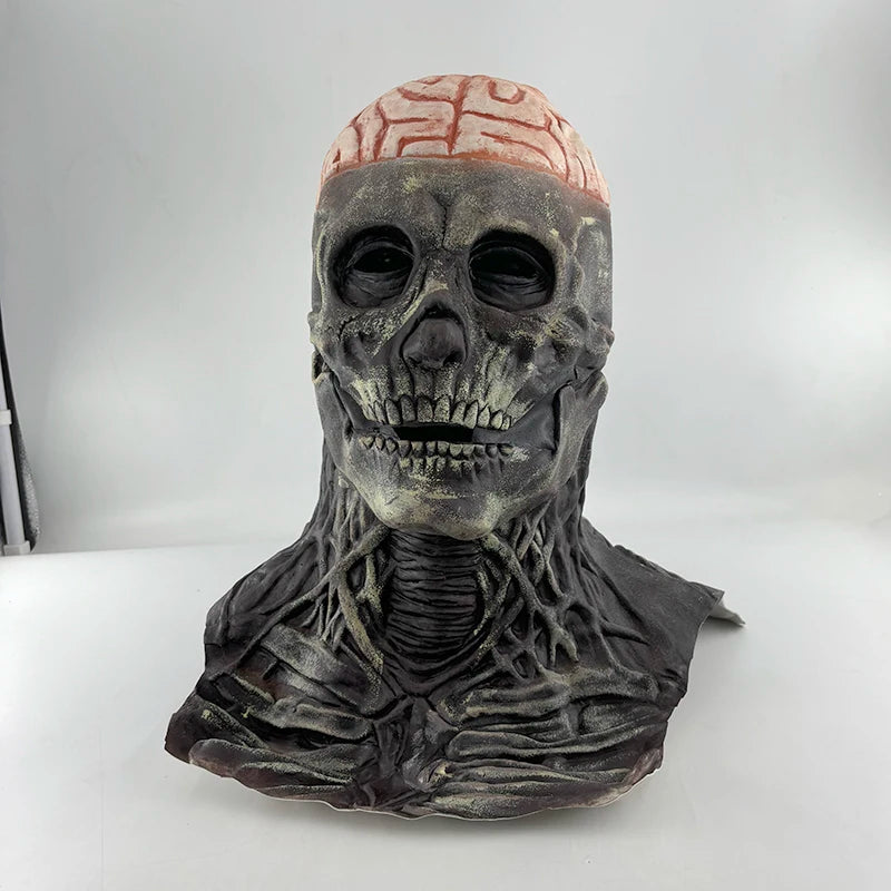 Scary Skeleton Gentleman Mask | Full Head & Chest Latex Horror Mask with Top Hat