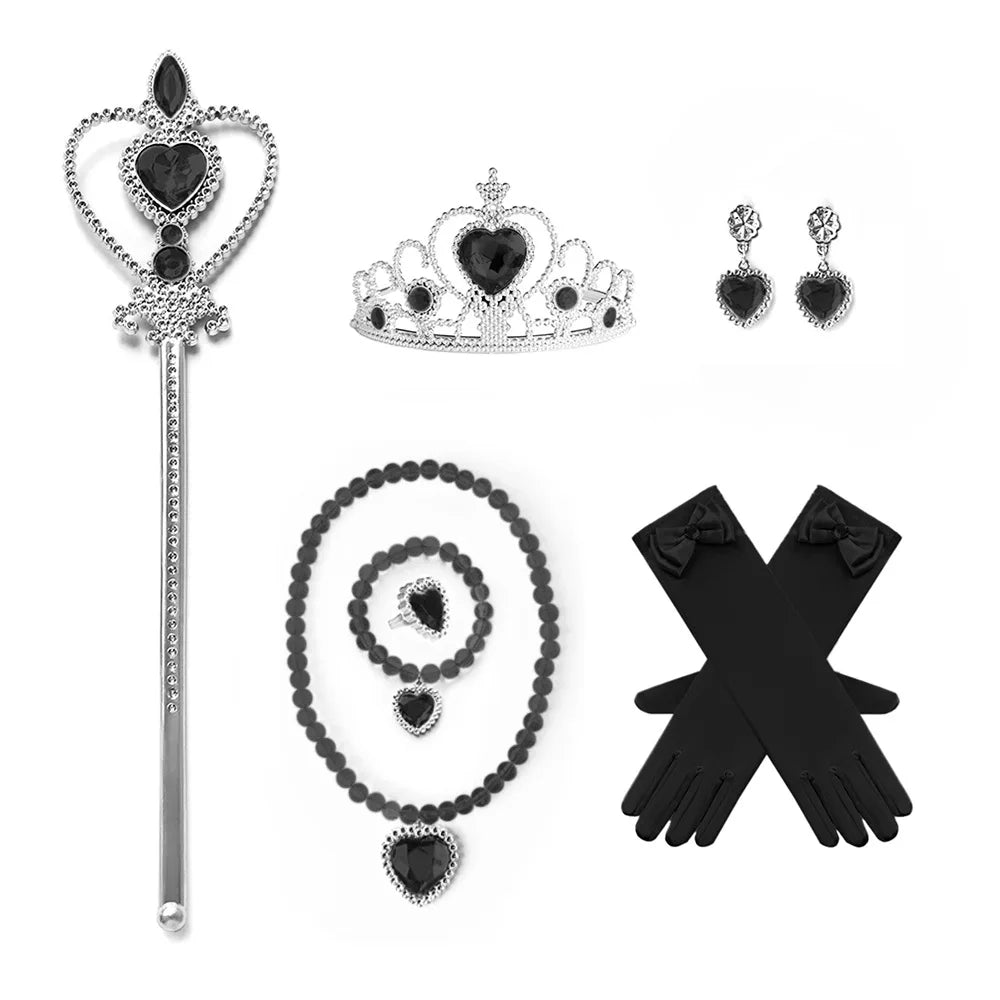 Gothic Vampire Queen Costume for Girls | Elegant Witch Dress Set with Hat & Rose