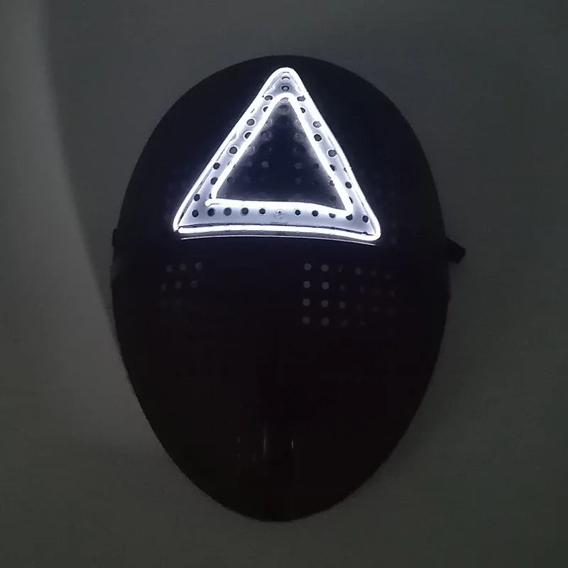 Glow in the Dark Guard Mask (4-Mode) | Triangle, Square, or Circle EL Wire Cosplay Mask