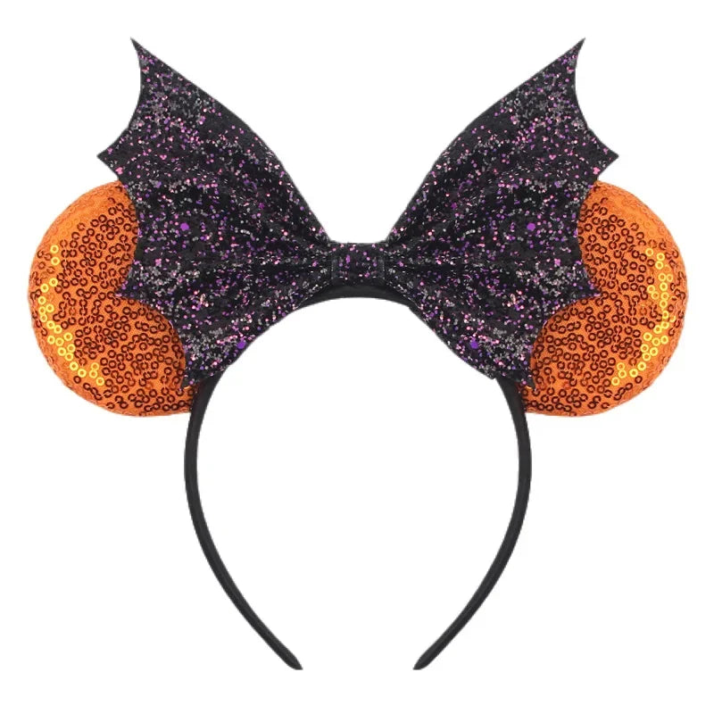 Halloween Mouse Ears Headband | Spooky Theme Park Style Assortment (Bat, Witch, Pumpkin) | Cute Halloween Accessories