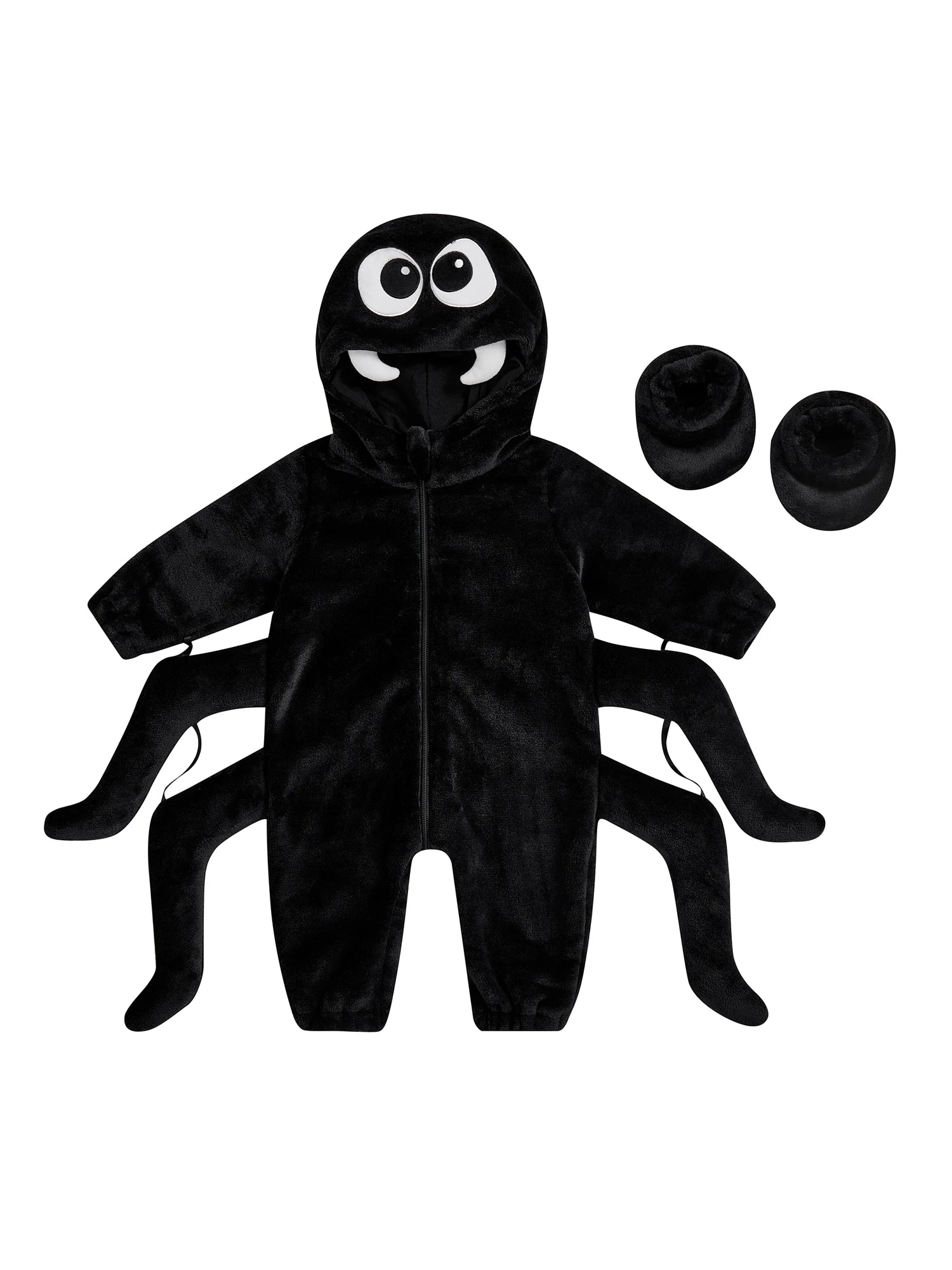 Cute Baby Spider Halloween Costume | Plush Hooded Romper Set with Booties | Deguisement Halloween Bebe