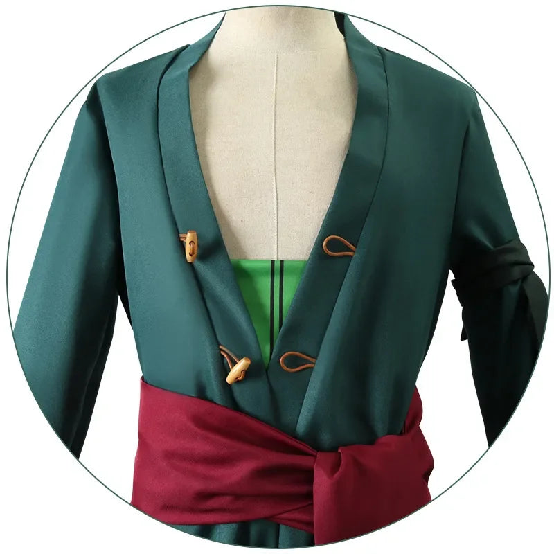 Roronoas Cosplay Costume Anime Kimono Robe Zoro Cloak Uniform Halloween Outfit