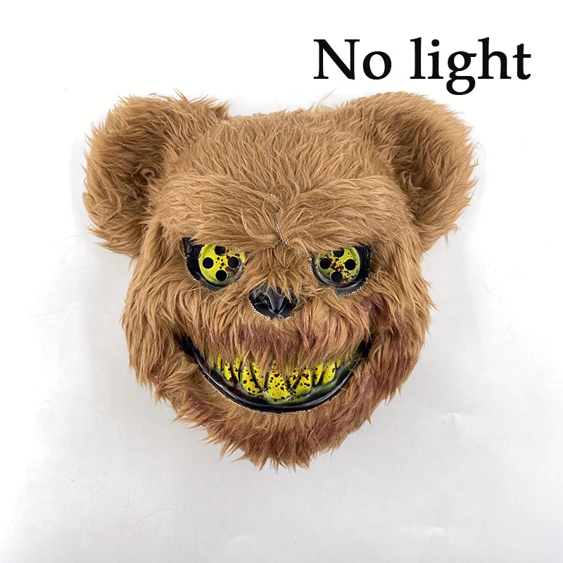 Scary LED Light-Up Halloween Mask | Creepy Rabbit &amp; Bloody Bear Styles | 3-Mode EL Wire Purge Mask
