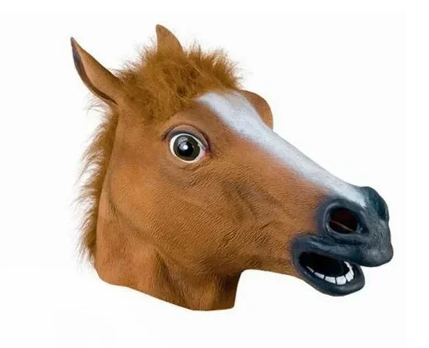 Classic Horse Head Mask | Funny Full Head Vinyl Meme Costume (Adult)